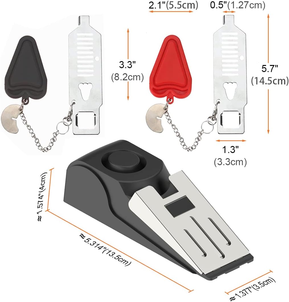 3 Packs Portable Door Stop Alarm & Door Lock, Upgraded Home Security Door Locker Devices Pocket Door Stopper Self Defensey Tools for Travel Home Apartment