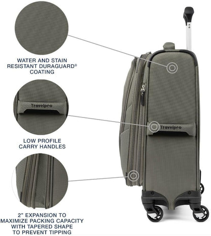 Travelpro Maxlite 5 Softside Expandable Carry-On Luggage with Spinner Wheels, Lightweight, 19-Inch — Slate Green