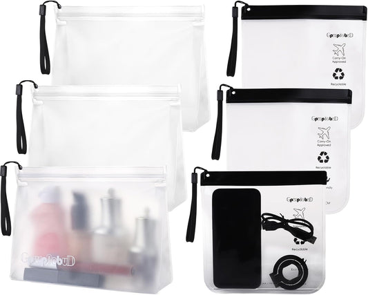 TSA Approved Toiletry Bags 6 Pack - Quart Size Clear Leakproof Travel Zipper Bag For Liquids Toiletries Traveling Trips Vacations Packing Storage For Women & Men