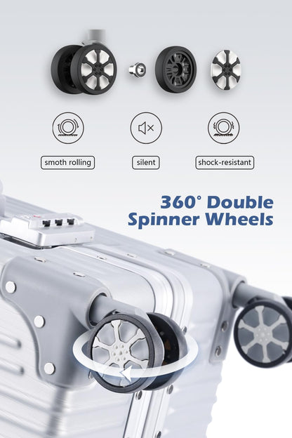 HotWay 22 Inch Checked in Luggage with Aluminum Frame,PC Hard Shell Suitcase with Spinner Wheels and TSA Lock, Large Suitcase for Travel, Green