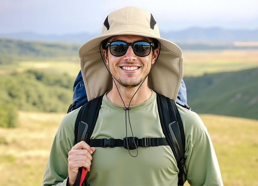 Home Prefer UPF 50+ Sun Hats for Men Women Wide Brim Fishing Hat with Neck Flap UV Protection Sunblock Safari Bucket Hat