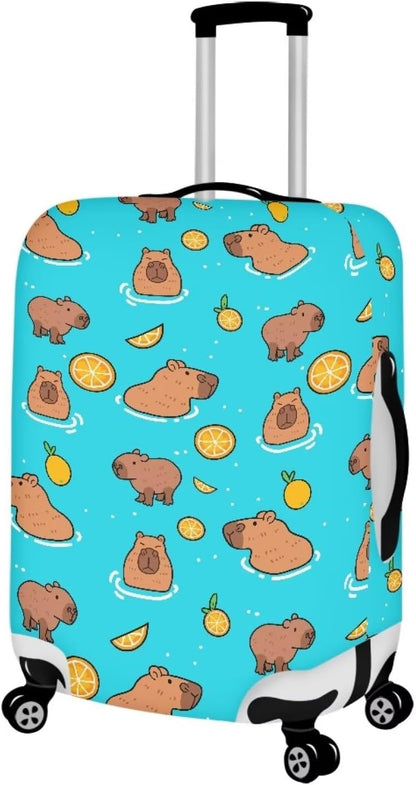 Capybara Suitcase Cover Elastic Luggage Covers for Suitcase Fit 26-29 Inch, Zip Closure Baggage Case Anti-Scratch Luggage Covers Protector Cute Cartoon Animal Baggage Cover