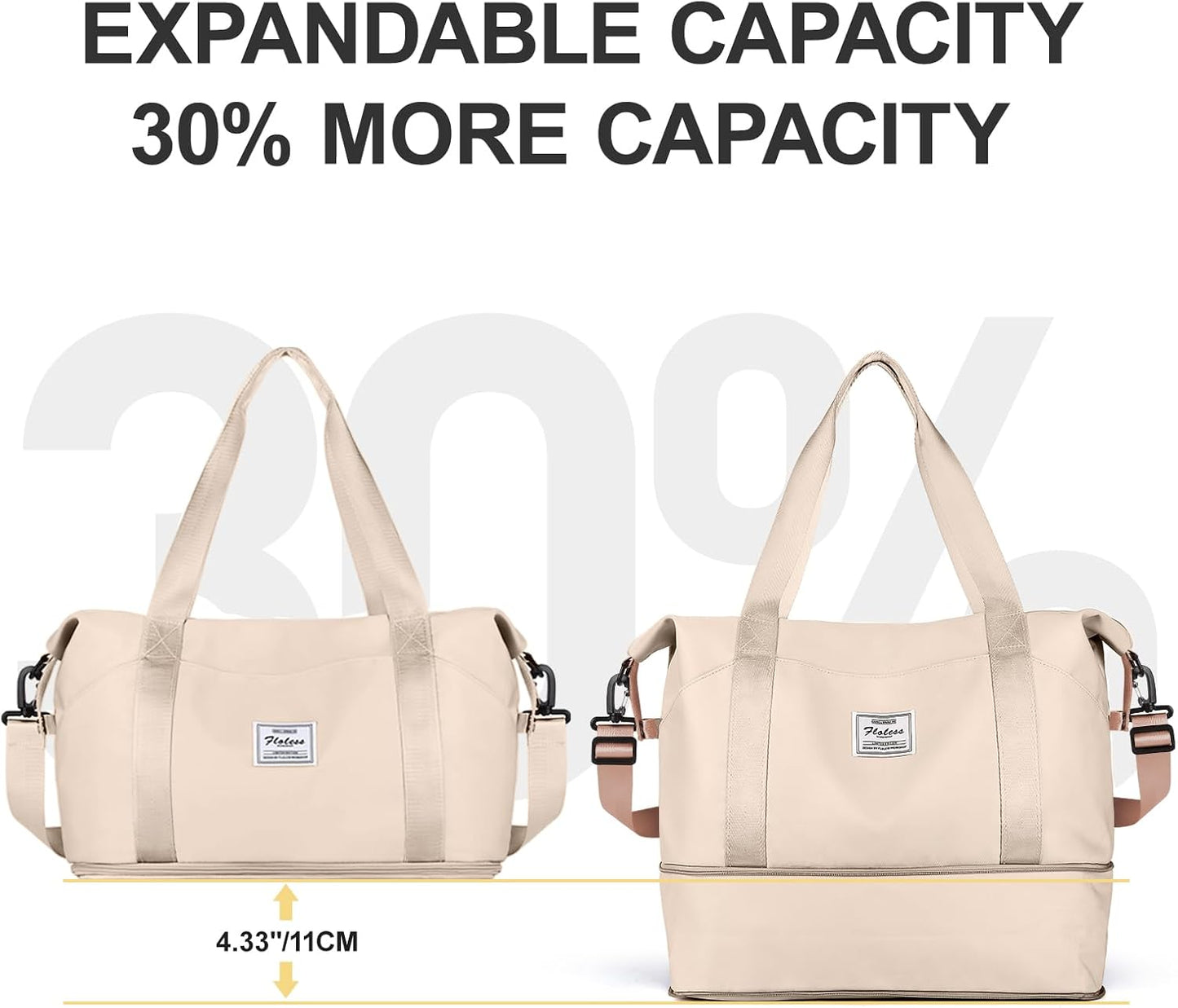 Travel Duffel Bag, Sports Tote Gym Bag, Shoulder Weekender Overnight Bag for Women