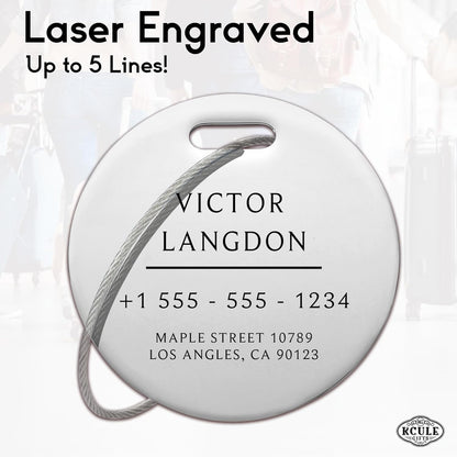 Stainless Luggage Tags for Suitcases: Metal Personalized Luggage Tags and Bags with Customizable Texts (Silver)