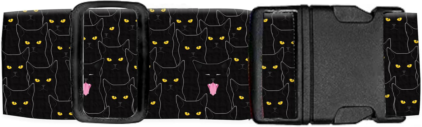 Luggage Straps for Suitcases Travel Belt Accessories, Cute Suitcase Strap, Adjustable Luggage Belt Strap, Heavy Duty with Quick-Release Buckle Luggage Strap Luxury Black Cats