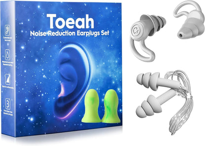 3 in 1 Ear Plugs for Noise Reduction, Ear Plugs for Sleeping Noise Cancelling, Washable Hearing Protection for Work, Travel, Concert, Swimming, Sleep Snoring