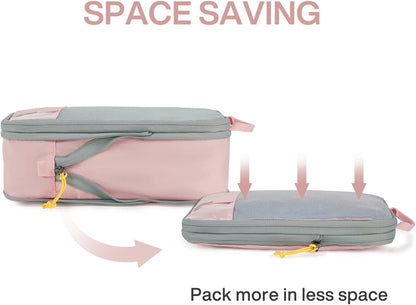 BAGSMART 6 Set Compression Packing Cubes - Lightweight Travel Essentials, Durable Luggage Organizer