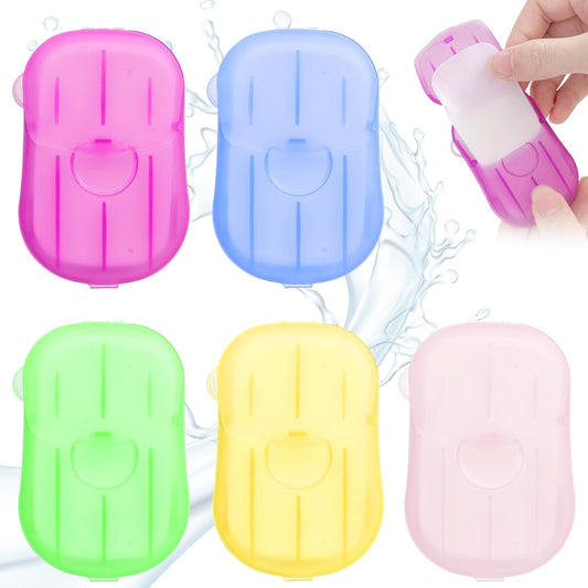 500PCS Eco Travel Soap Leaves, Portable Cleanser with 5 Scents, Paper Hand Cleaner Fragrance Color Soap Paper, Biodegradable Hand Washing Sheets for Camping/Hiking (6.5x4cm)
