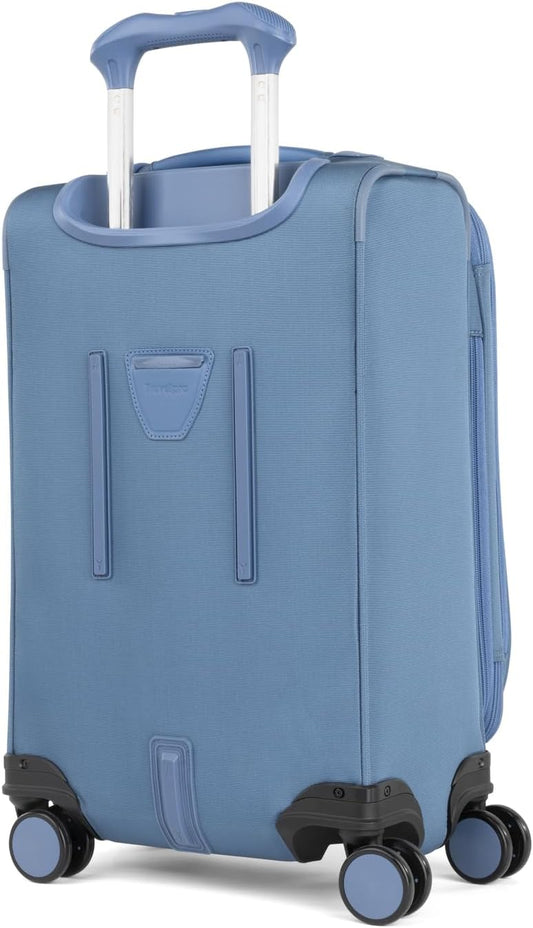Travelpro VersaPack+ Lightweight Softside Expandable Carry on Luggage, 8 Spinner Suitcase, TSA Lock, Men and Women, Carry On 21-Inch, Elemental Blue