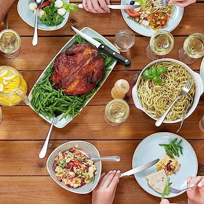 Camping Silverware Silver Picnic Plates and Utensils Set for 4 Portable Tableware Stainless Steel Dinnerware 20 Pieces With Organizer Bag Reusable Durable