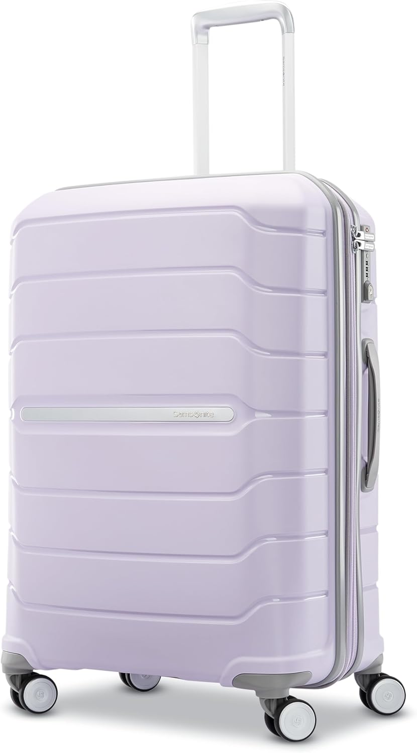 Samsonite Freeform Hardside Expandable with Double Spinner Wheels, Lilac, Checked-Medium 24-Inch
