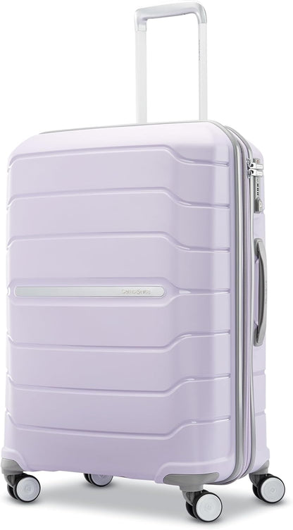 Samsonite Freeform Hardside Expandable with Double Spinner Wheels, Lilac, Checked-Medium 24-Inch
