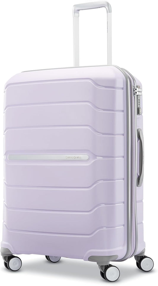 Samsonite Freeform Hardside Expandable with Double Spinner Wheels, Lilac, Checked-Medium 24-Inch