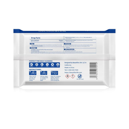 75% Alcohol Unscented Sanitizer Wipes, Moisturizing Hand Sanitizing Wet Wipes with Aloe Vera, 200-Count Bulk Pack with Travel-Friendly Design, 50 Count x 4 Packs