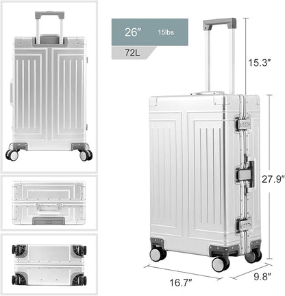 All Aluminum Magnesium 20/26 Luggage Set，Cut from Whole Aluminum Sheet，22x14x9 - Image 8