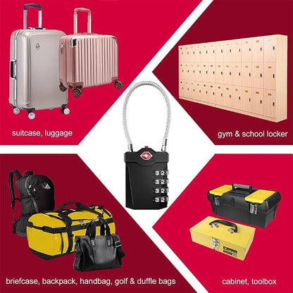 ZHEGE TSA Luggage Locks, Travel Locks TSA Approved, 4 Digit Cable Luggage Lock - Image 6
