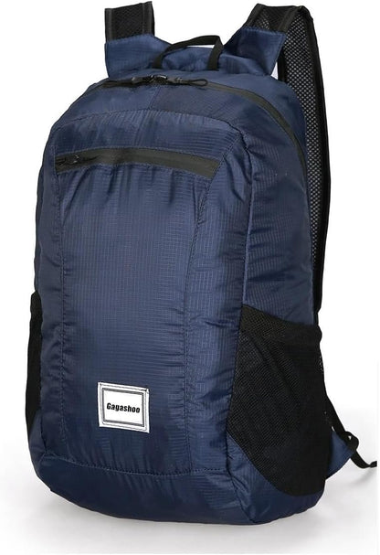 Small Foldable Hiking Daypack Packble Skin Casual Backpack Camping Cycling Travel Outdoor Day Bags Useful (Dark Blue)