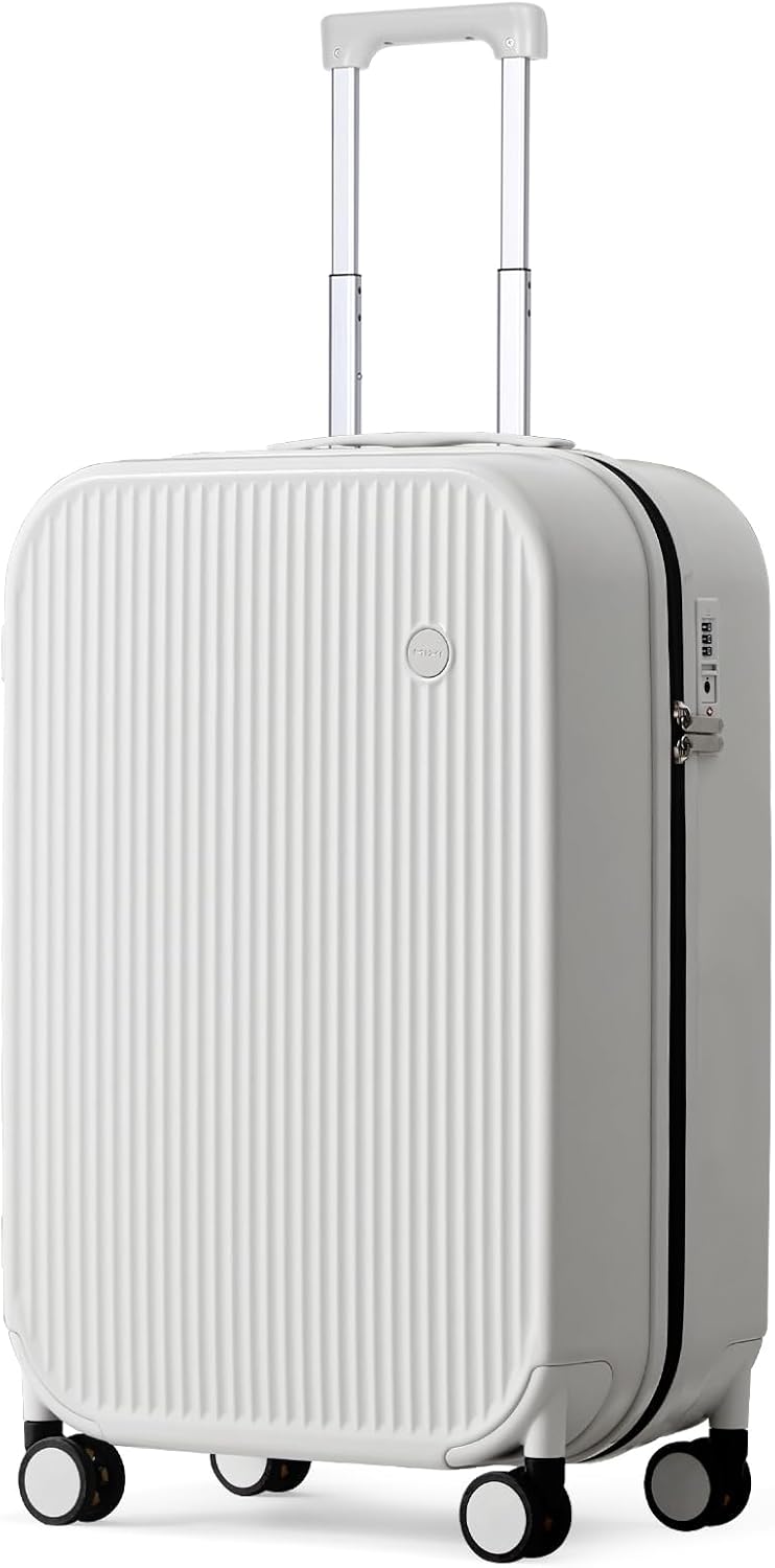 mixi 20 Inch Carry On Luggage PC Hardside Suitcases with Wheels & TSA for Travel Woman Men, Smoke White