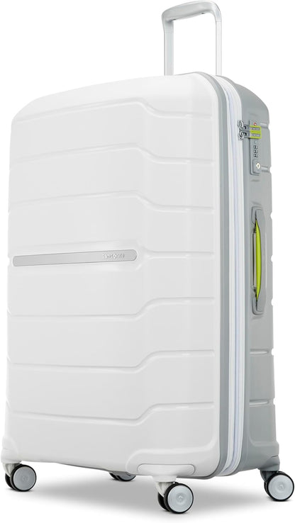 Samsonite Freeform 28-Inch Large Luggage with Dual 360° Spinner Wheels - Checked Suitcase - TSA Lock, Airline-Approved - Lightweight Durable Polypropylene Expandable Hardshell - White/Grey