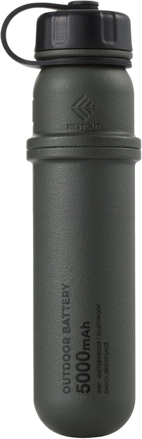 NESTOUT Portable Charger, 5000mAh Outdoor Battery Power Bank, 15W USB-C Fast Charging, Waterproof IP67, Durable Shockproof, Battery Pack for Phone Tablet Hiking Travel Camping (Olive Green, 5000mAh)