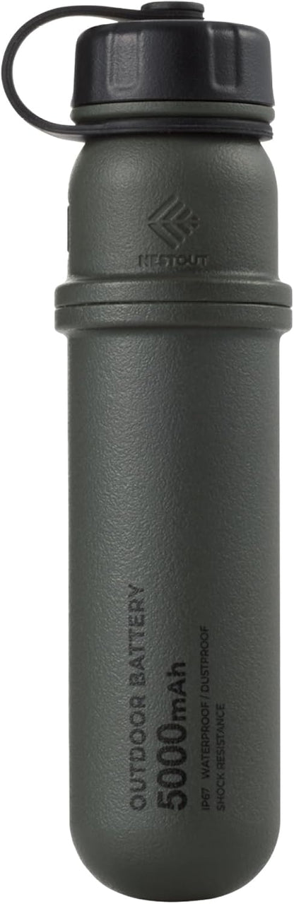 NESTOUT Portable Charger, 5000mAh Outdoor Battery Power Bank, 15W USB-C Fast Charging, Waterproof IP67, Durable Shockproof, Battery Pack for Phone Tablet Hiking Travel Camping (Olive Green, 5000mAh)