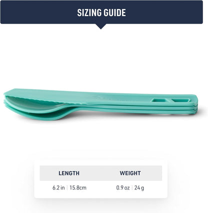 Sea to Summit Passage Camp Cutlery Set, Fork, Spoon and Knife, Aqua Sea Blue