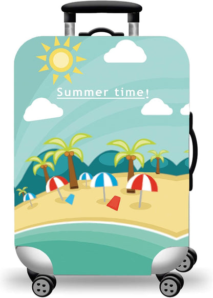 WUJIAONIAO Travel Luggage Cover Baggage Suitcase Cover Protector Skins 18-32 Inch (Beach, M (for 22-24 inch luggage))