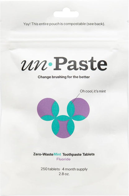 Unpaste Toothpaste Tablets, New Formula, Fluoride Mint, Xylitol Free, Plastic by UnpasteToothTabs