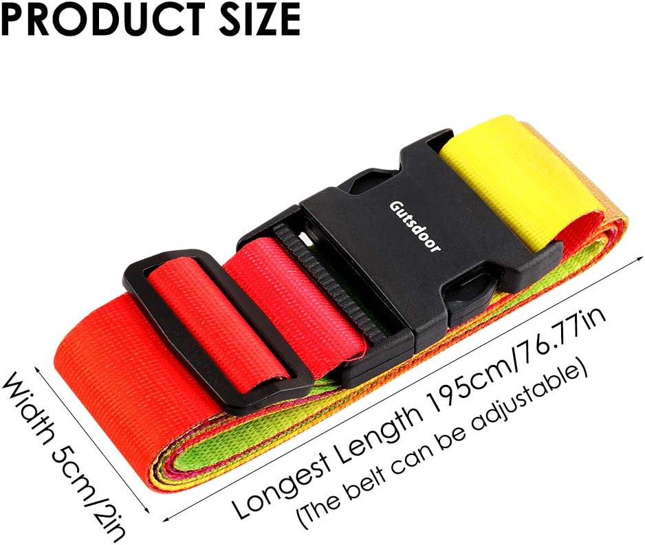 Adjustable Travel Luggage Strap Suitcase Belt Travel Bag Accessories 1.96 in W x 6.23 ft L