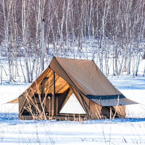 POMOLY Camping Hot Tent Cabin Tent, Chalet 70 Series Portable Wall Tents with Stove Jack and Two Poles for 2-3 Person Hiking, Backpacking