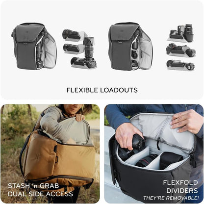 Peak Design Everyday Backpack V3 20L, Kelp, MagLatch Top, Dual Side Access, FlexFold Dividers, Fits 15" Laptop, For Camera Carry, Daily Commutes or Travel, Versatile Backpack for Men and Women