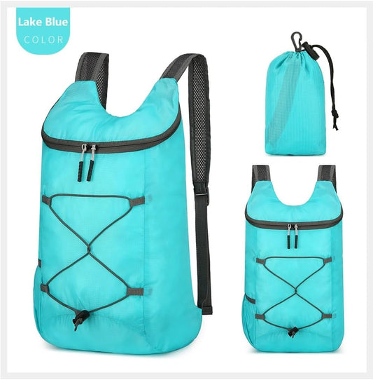 16L Hiking Daypack Lightweight Foldable Travel Backpack Water Repellent Camping Outdoor Packable Easy Carry-on Bag (Lake Blue)