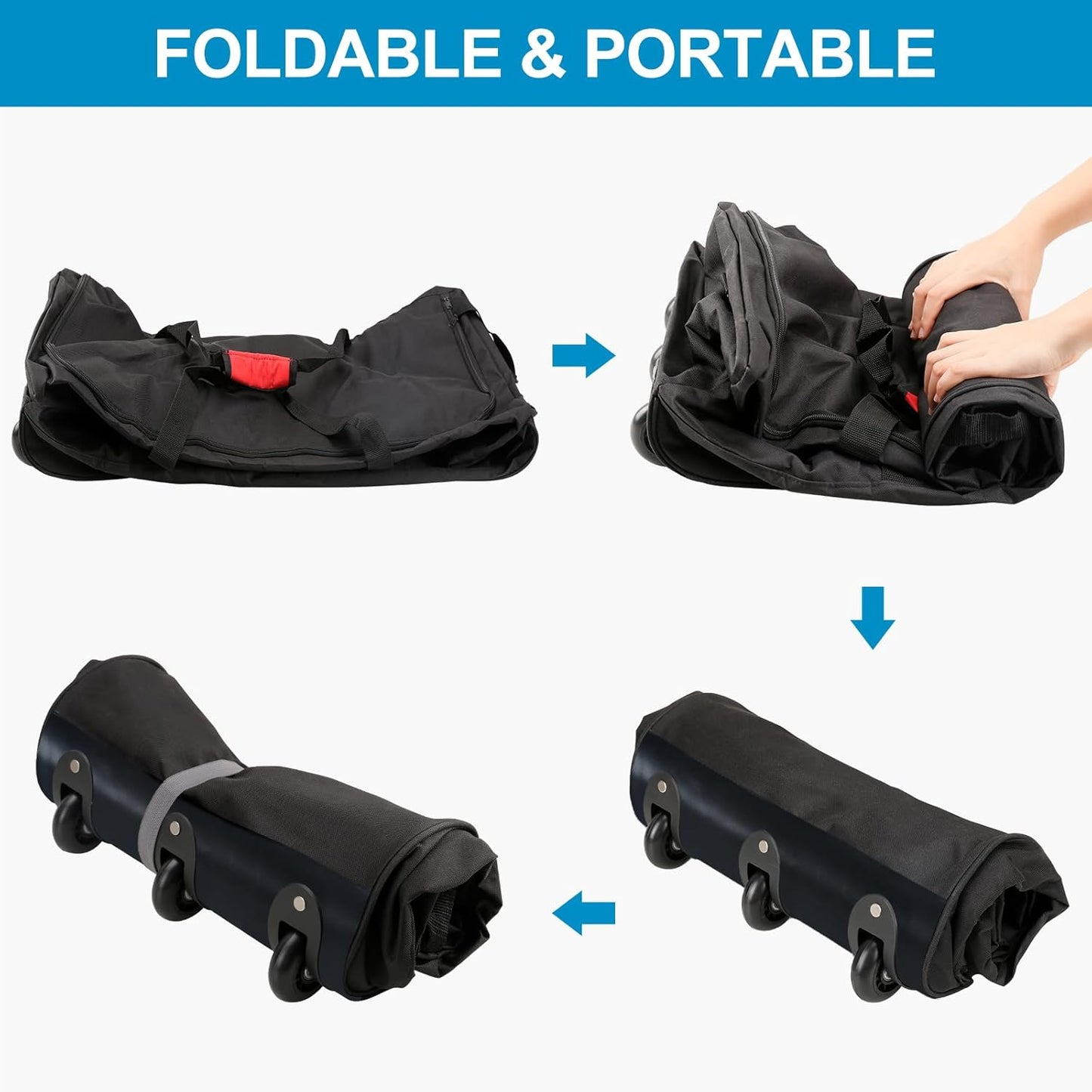 Finnhomy 120L Foldable Rolling Duffel Bag with 3 Wheels, Light Weight Travel Duffel bag with Large Loading Capacity, 32 inch Rolling Duffel bag with Shoulder Strap for Travel Camping Sports