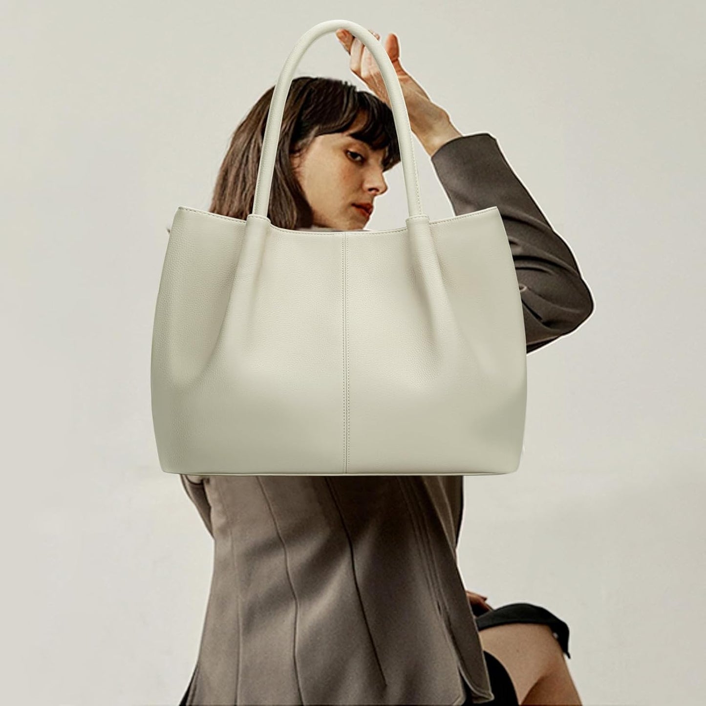 KKXIU Tote Bag for Women Vegan Leather Shoulder Purse Large Capacity Travel Bag