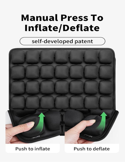 Travel Cushion Airplane Seat,Inflatable Air Bubble Design with Storage Bag for Car/Office/Kitchen Chairs.42 Air Cells, Adjustable Firmness, Non-Slip Bottom