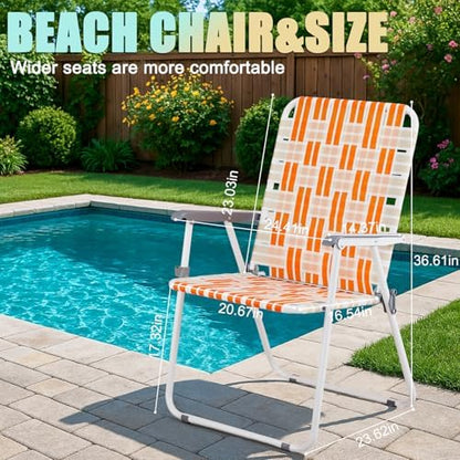 Outvita Webbed Lawn Chairs Set of 2, Easy Open & Lightweight Orange