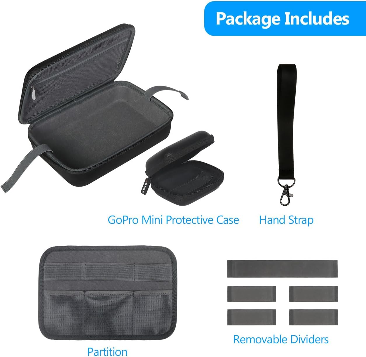 JSVER Hard Carrying Case for GoPro Hero13/12/11/10/9/8/7, AKASO EK7000 / Brave 4 4K / Brave 7 LE/Brave 8 / V50X and Insta360 (Set of 2)