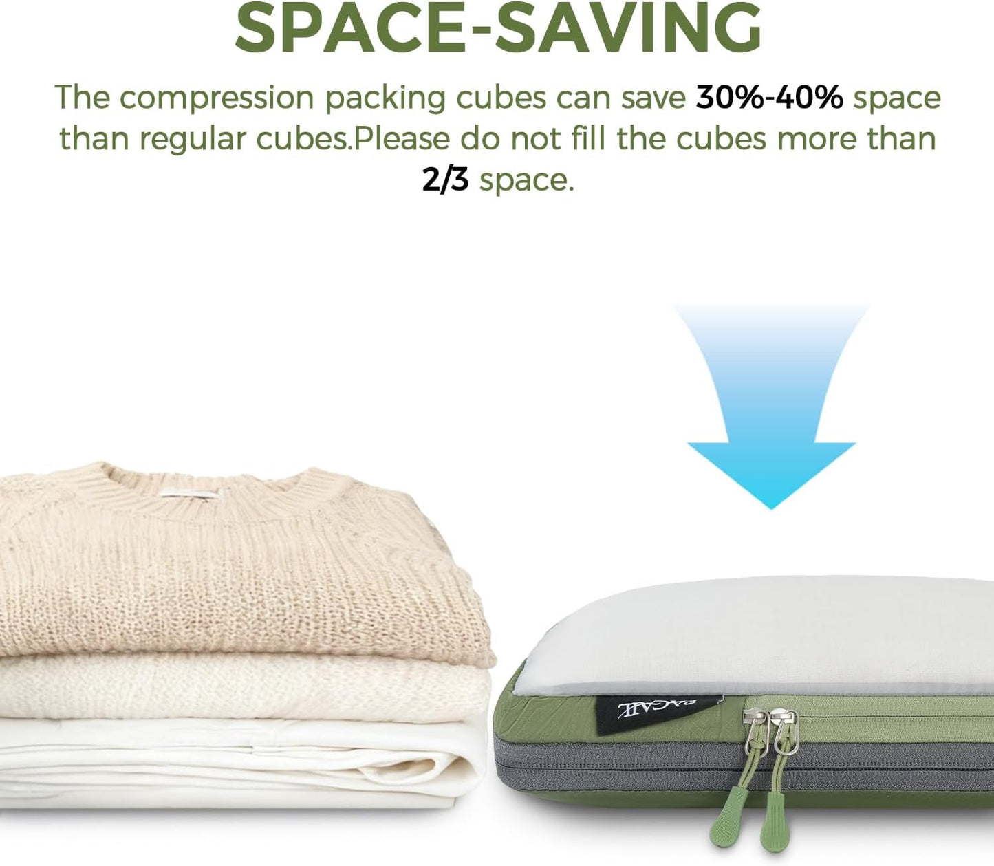 BAGAIL 6 Set Ultralight Compression Packing Cubes Packing Organizer for Travel Accessories Luggage Suitcase Backpack