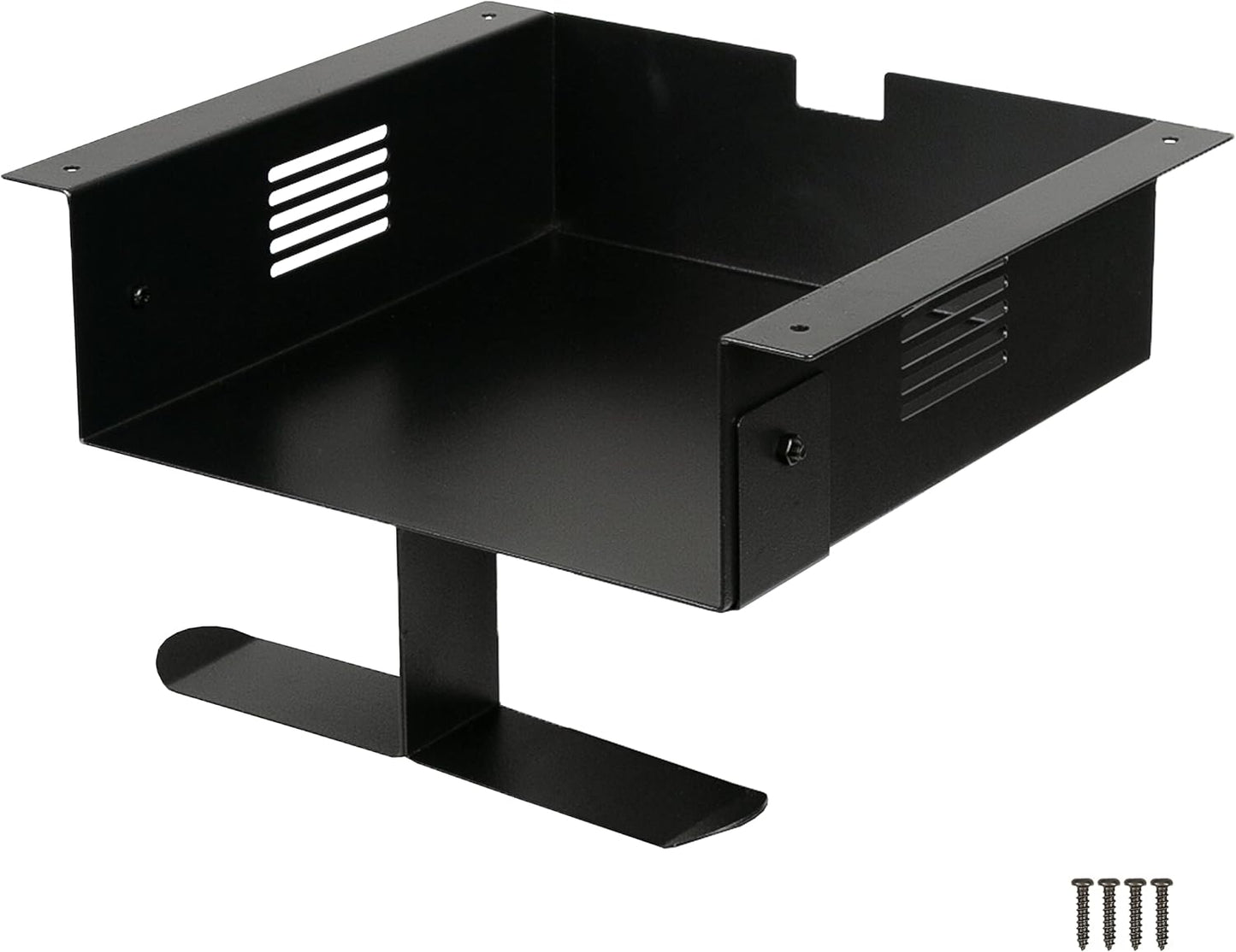 Ilyapa Under Desk Mount, Steel CPU Under Desk Computer Mount with Vents for Home Office Storage, Gaming Console Shelf - 2.8 x 8.1 x 8.5