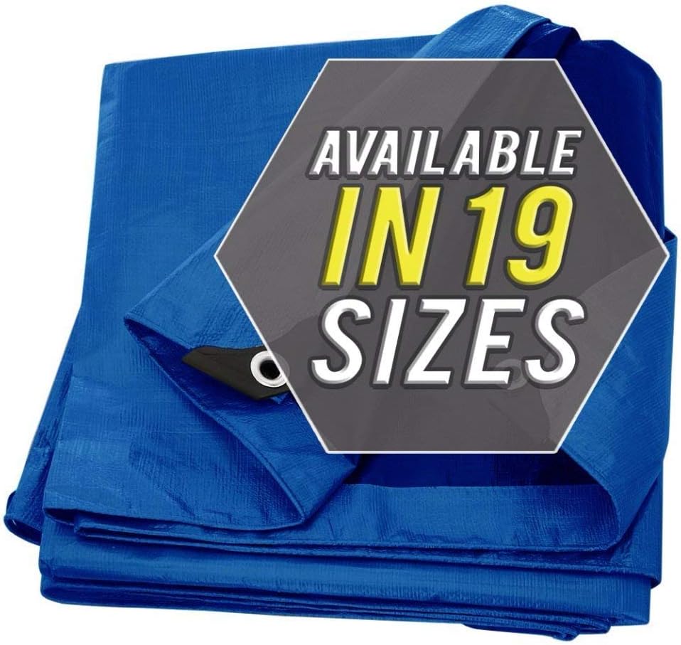 Large Waterproof Tarp - Heavy Duty 5 Mil Thick Poly Tarpaulin Ideal for Canopy Tents, Boats, RV or Pool Covers - Multipurpose Protective Tarps with Grommets for Indoor and Outdoor Use | 12' x 25'
