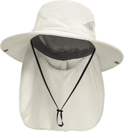 NPJY Sun Fishing Hats with Neck Flap for Men Women UV Sun Protection Bucket Hat
