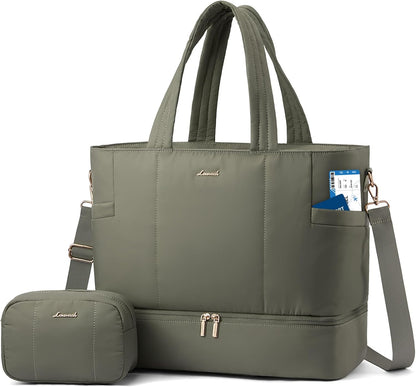 LOVEVOOK Travel Duffle Bag, Puffer Weekender Bags for Women with Shoe Compartment, Carry On Overnight Hospital Bag, Gym Tote