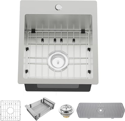 Kitchen And Bar Sink, 15x17 Inch Stainless Steel Drop In Kitchen Sink Modern by Koardink