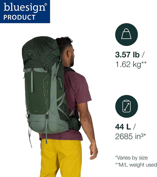 Osprey Talon 44L Men's Lightweight Hiking Backpack with Hipbelt, Black/Coal Grey, S/M