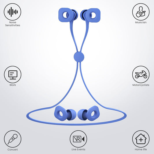 2 Pairs of Earplugs for Sleeping,Reusable Hearing Protection Earplugs with 8 Pairs Ear Tips & One Connector Cord,Soft Earplugs for Noise Reduction,Concert,Musician & Work - 25dB-30dB, Blue