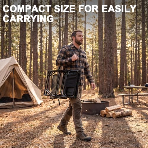 Romswi 2 Pack 30" Extra Tall Folding Camping Chairs, Heavy Duty Director Chairs with Side Table, Cup Holder & Storage Pocket, 400 LBS Support, Portable Outdoor Chairs for Camping, Sports, Black