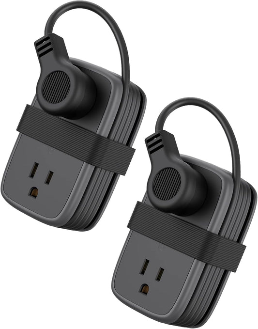 2 Pack Power Strip with USB Ports, 4 Outlets 3 USB Ports, NTONPOWER Small Power Strip with 4ft Short Extension Cord Retractable, Compact Size for Travel, Home Office, Hotel, Black