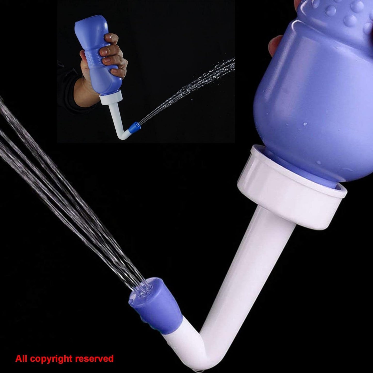 2PCS-Pack 2in1 Vaginal Douche Perineal Irrigation 650ML Portable Bidet + Pocket Bidet Pipe, Travel Bidet with Waterproof Cap, Peri Bottle for Postpartum Essentials