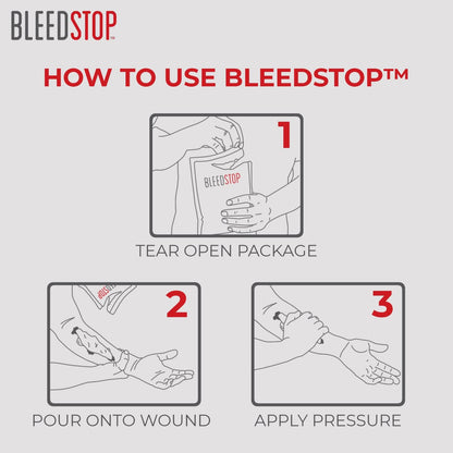 BleedStop™ First Aid Powder for Blood Clotting, Trauma Kit, Blood Thinner Patients, Camping Safety, and Survival Equipment for Moderate to Severe Bleeding Wounds or Nosebleeds - 4 (20g) Pouches