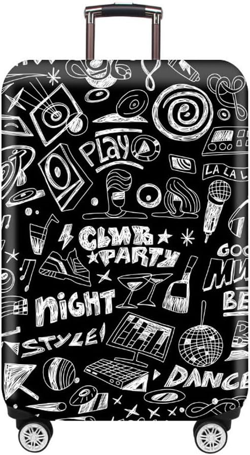 MosaiRudo Thicker Luggage Cover Elastic Suitcase Cover Protector Fits 18-32 Inch Suitcase Travel Accessories (Alphabet Graffiti, S)